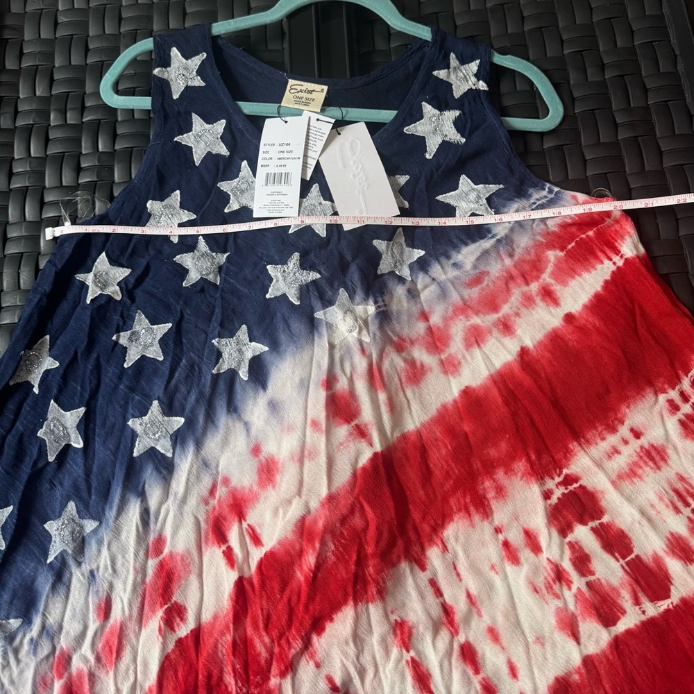 Exist Dress Women's One Size Boho Painted Stars USA 4th Of July Sleeveless NWT - Picture 7 of 9